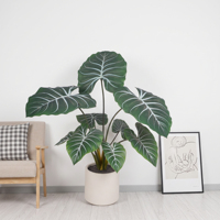 Plante artificielle Alocasia réaliste et écologique, fausse plante oreille d'éléphant avec pot en plastique pour la décoration intérieure