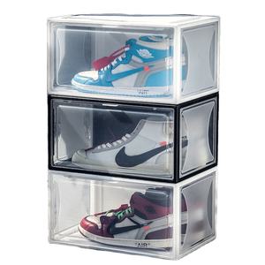 Acrylic fold magnetic side open custom organizer transparent plastic sneaker plastic display shoe storage box