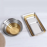 Corée du Sud 201 acier inoxydable minimaliste poli épais écologique doré petit déjeuner assiette de service pour Camping et Barbecue