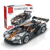 022027-1 Mustang 1:8 GT Auto Deportivo Gris Plateado Oscuro, Bloques de Construcción de Partículas Pequeñas, Juguete para Niños, Regalo