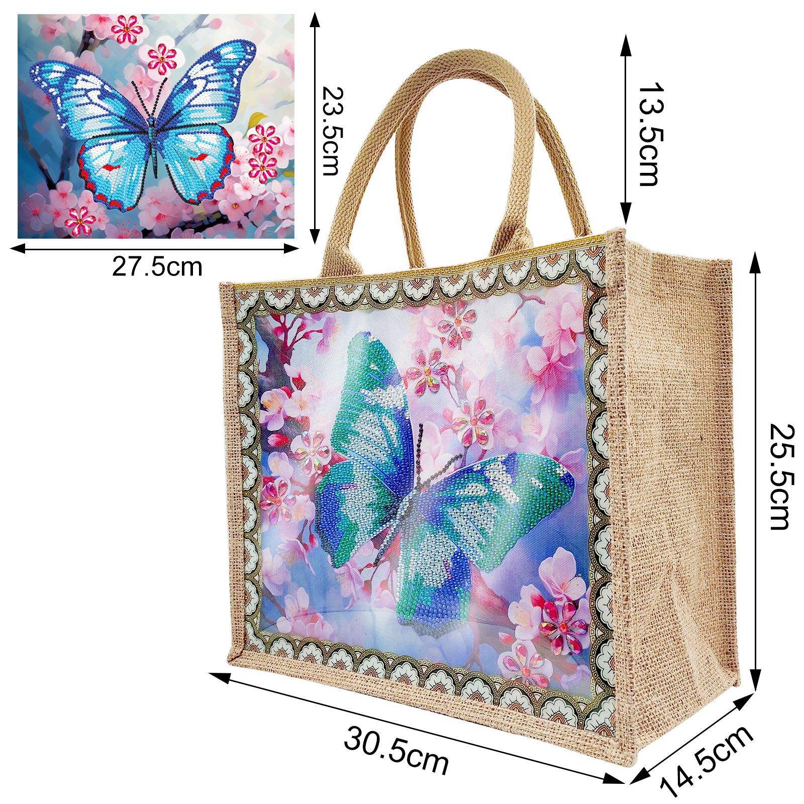 HBD304 Blue Butterfly Tote Bag