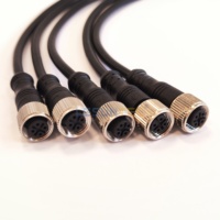 مجموعة كابلات M12 من الذكور إلى الإناث Ip67 Ip68 للماء مخصص 3 5 6 12 17 دبوس مستشعر M12 4 دبوس 8 دبوس موصل كابل M12