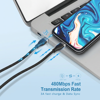 Kabel USB C ke Type C Berkualitas Tinggi 3A, Berbahan Aluminium Alloy dan Jalinan Nilon, 480Mbps, untuk Sinkronisasi Data dan Pengisian Daya Ponsel