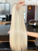 SHY HAIR Toppers Mono Top Cheveux vierges de qualité supérieure Couleur blonde naturelle avec mèches Respirant Usage quotidien Commande en gros