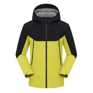 Veste coupe-vent unisexe avec doublure intérieure, vêtements de travail à capuche contrastés de couleur unie pour l'hiver - Product Image 1