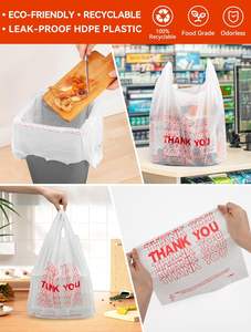 22*12'' Thank-You T-Shirt <b>Bag</b> <b>Food</b> Grade HDPE Direct Factory Sale Side Gusset Supermarket Groceries Retail Silk Screen Printing - Product Image 6