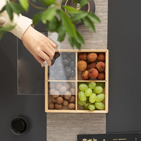 Bamboe opbergdoos met meerdere compartimenten voor gedroogd fruit & snacks, klassiek design, 1-3L inhoud, voor thuis of op de salontafel