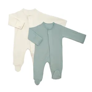 Baby 100% Organic Cotton With no-fuss Magnetic Closures Double Button Magnetic Footie Romper