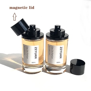 Flacone di <span class=keywords><strong>Profumo</strong></span> Vuoto in Vetro Trasparente Rotondo da 50ml 100ml con Tappo Magnetico, Spruzzatore di Lusso con Nebulizzazione Fine, Basso MOQ - Product Image 1