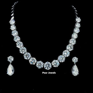 Most Selling <b>Iced</b> <b>Out</b> Round Cut Moissanite Diamond Necklace and Earring Set for Wedding and Special Occasion for Bulk Quantity - Product Image 3