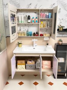 Modern Wall-Mounted Bathroom Vanity with <b>Smart</b> <b>Mirror</b> & Ceramic Basin, Waterproof Plywood, Eco-Friendly - Product Image 6