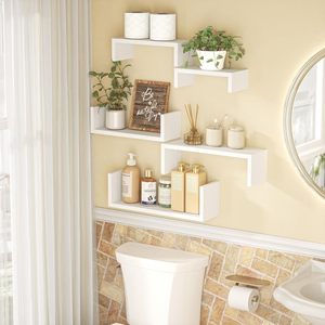 رفوف حائط للحمام وغرفة النوم وغرفة المعيشة والمطبخ والمكتب، رفوف خشبية لديكور المنزل - Product Image 4