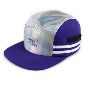 Многоцветные пользовательские шляпы на молнии с 5 панелью, плоские поля для кемпера, 5-панельная нейлоновая шляпа - Product Image 3