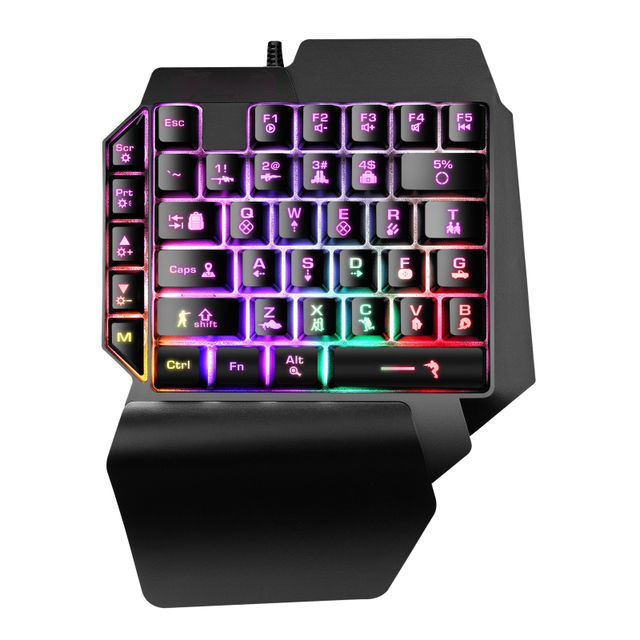 Holy Sword F6 Wired Single Hand for Trigger Keyboard for Mobile Gaming with Phone Holder