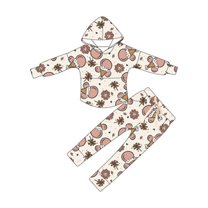 Qingli ODM Custom Factory Girls rosa 2 pz Set pantaloni con cappuccio manica lunga tuta Boutique abiti per bambini con Logo personalizzato - Product Image 2