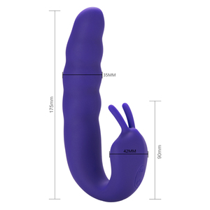 Kadın nervürlü çift stimülatör yapay penis vibratör 10-Function g-spot ve klitoral silikon su geçirmez USB şarj edilebilir seks oyuncak - Product Image 5