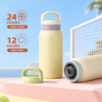 Bouteille d'eau isotherme en acier inoxydable 500 ml 750 ml avec poignée et couvercle, personnalisable avec logo, pour le sport et les activités de plein air – Vente en gros