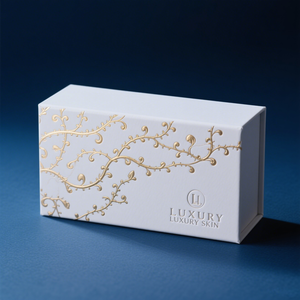 Emballage de boîte de cosmétiques de soin de la peau de maquillage de luxe personnalisé boîte cadeau magnétique blanche boîte de papier de carton recyclable avec logo en feuille d'or - Product Image 3