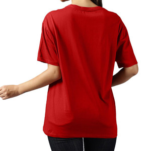 Women <b>Red</b> Plain Solid Color Short Sleeve T <b>Shirt</b> Loose Fit Casual Cotton T <b>Shirt</b> Breathable All Seasons Wear <b>Ladies</b> Fashion <b>Tees</b> - Product Image 3