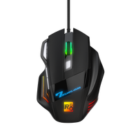 R8 Mouse Gaming Ergonomis 7D Berkualitas Tinggi Terlaris dengan Lampu LED 3600 Dpi Usb Inatant 603 untuk Kantor Rumah Gaming