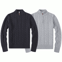 Pull en maille de coton pour homme, col zippé, décontracté, personnalisé, hiver, polo de luxe, broderie de créateur