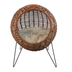 빨 수 있는 고리 버들 고양이 침대 돔 실내 고양이 애완 동물 둥지 고양이 숨기기 오두막을 돔 바구니에 등나무 애완 동물 집 - Product Image 3