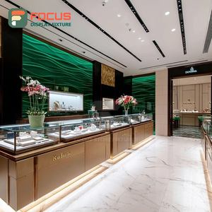 Luxury Commercial Retail Jewelry Display Counter Wood <b>Frame</b> Jewelry Shop Glass Showcase - Product Image 5