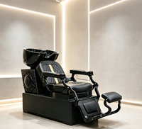 Chaise de lavage professionnelle pour salon de coiffure, confort premium, entièrement inclinable, motif gaufré