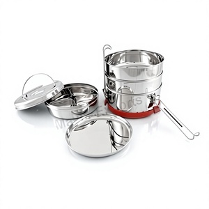 Stainless Steel Glossy Round Classic Waterproof Tiffin with Freshness Preservation 0-1L Capacity 1 Layer 5kg for Food Storage - Product Image 1