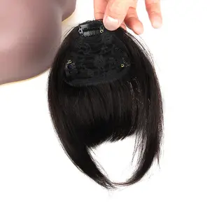 Human Hair Bangs 8inch 20g clip in Straight Remy Natural Fringe Hair 3 clip Front Bangs