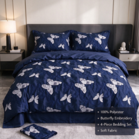 Parure de lit quatre pièces sur mesure en tissu jacquard 100 % polyester, résistante aux plis, durable, 120 GSM, écologique, poids moyen