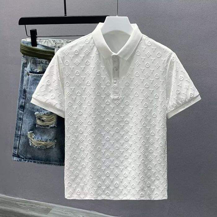 2025 Fashion Light Luxury Jacquard Casual Polo Shirt Summer Style Men's Fitted Lapel Short-sleeved T-shirt
