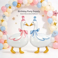 Ballons en aluminium en forme de grande oie mignonne avec nœud, thème animalier pour fêtes d'enfants, vente en gros, fournitures en vrac, accessoires de décoration événementielle