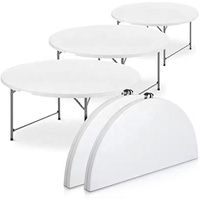 Produit populaire, table ronde pliable en résine plastique de haute qualité, blanche, pour banquet, fête, mariage, restaurant, table à tréteaux portable