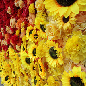 L07 Wedding Decor 8x8 Autumn Silk Rose Floral Panel Fall Orange Yellow 3D Roll up Cloth Artifical <strong>Sunflower</strong> Flower Wall <strong>Backdrop</strong> - Product Image 3