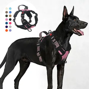 Harnais de gilet pour chien réglable à contrôle facile Offre Spéciale OEM Harnais pour chien en nylon réfléchissant avec logo personnalisé sans traction avec boucle de verrouillage
