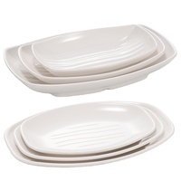 Ensemble d'assiettes ovales rectangulaires en mélamine blanches, compatibles lave-vaisselle, vaisselle pour restaurant