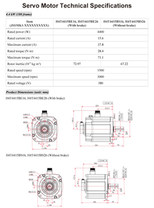 Kit de Motor de CA Impermeable de 180 mm y 17 Bits, 4.4 kW, Trifásico, 380 VCA, 1500 rpm, con Control por Pulsos - Product Image 4