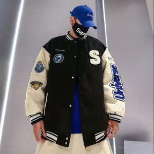 Nouvelle <span class=keywords><strong>veste</strong></span> en coton d'hiver pour couple, broderie de lettres de marque, manches en cuir, <span class=keywords><strong>veste</strong></span> en coton pour homme - Product Image 5