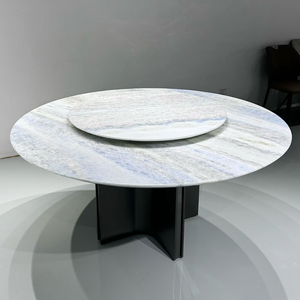 Set Tavolo da Pranzo Contemporaneo con Base a Piedistallo <span class=keywords><strong>e</strong></span> Piano in Marmo o Pietra Sinterizzata per <span class=keywords><strong>Arredamento</strong></span> di Lusso per <span class=keywords><strong>Cucina</strong></span> <span class=keywords><strong>e</strong></span> <span class=keywords><strong>Soggiorno</strong></span> - Product Image 6