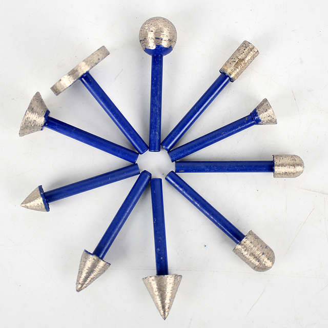 RAIZI 1/4 '' Shank Diamond Carving Burrs Profiling Bits Engraving Bits