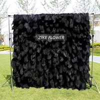 Décor pour événements et locations de matériel de fête : Studio photo iPad, toile de fond en plumes d'autruche noire de 8 pieds, mur de fleurs roses