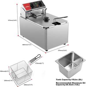 <span class=keywords><strong>Friteuse</strong></span> <span class=keywords><strong>électrique</strong></span> CF-15 CROSSON 8L avec EGO, réservoir d'huile <span class=keywords><strong>amovible</strong></span>, panier en acier inoxydable solide - Product Image 2