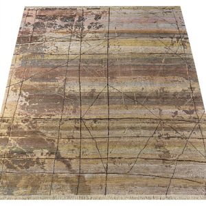 Tapis élégant de style persan, tissé à la main, à poils bouclés, en laine et soie, pour la décoration intérieure de luxe - Product Image 1