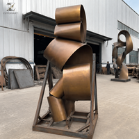 Sculpture murale abstraite en bronze en forme de ruban, artisanat métallique fini à la main, art moderne directement de l'usine pour la décoration murale des halls d'hôtels et des bureaux