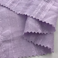 Tissu léger et résistant à l'abrasion en coton pur jacquard tissé ajouré à rayures, motif floral trèfle à quatre feuilles pour femme