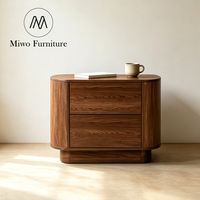 Table de chevet en bois couleur noyer style rétro moderne, commode nordique, table d'appoint incurvée pour salon