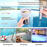 Testeur de qualité de l'eau de piscine 2-en-1 (pH/chlore résiduel) pour spa et aquarium, alimenté par piles, en plastique, pour extérieur