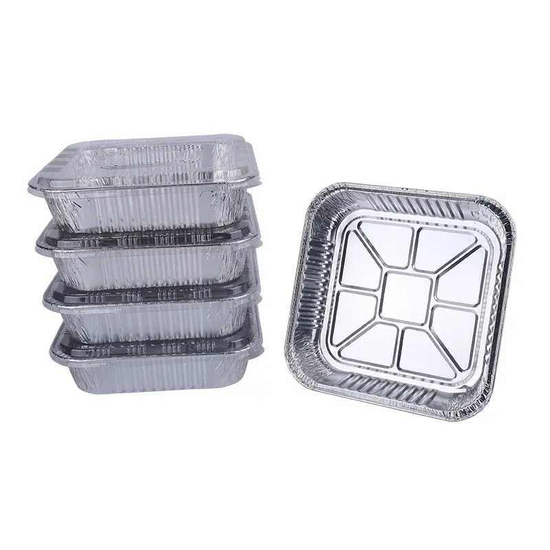 8x8 контейнер из алюминиевой фольги для фритюрницы, одноразовые 25 упаковок сверхпрочные квадратные алюминиевые формы для выпечки, сковороды из оловянной фольги