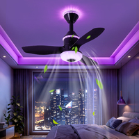 Ventilateur de plafond multifonctionnel avec haut-parleur Bluetooth et éclairage ambiant RVB, ventilateur silencieux à 3 vitesses pour hôtel, salle de sport, salle à manger